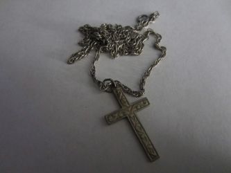 19" silver necklace with cross pendant, 925.