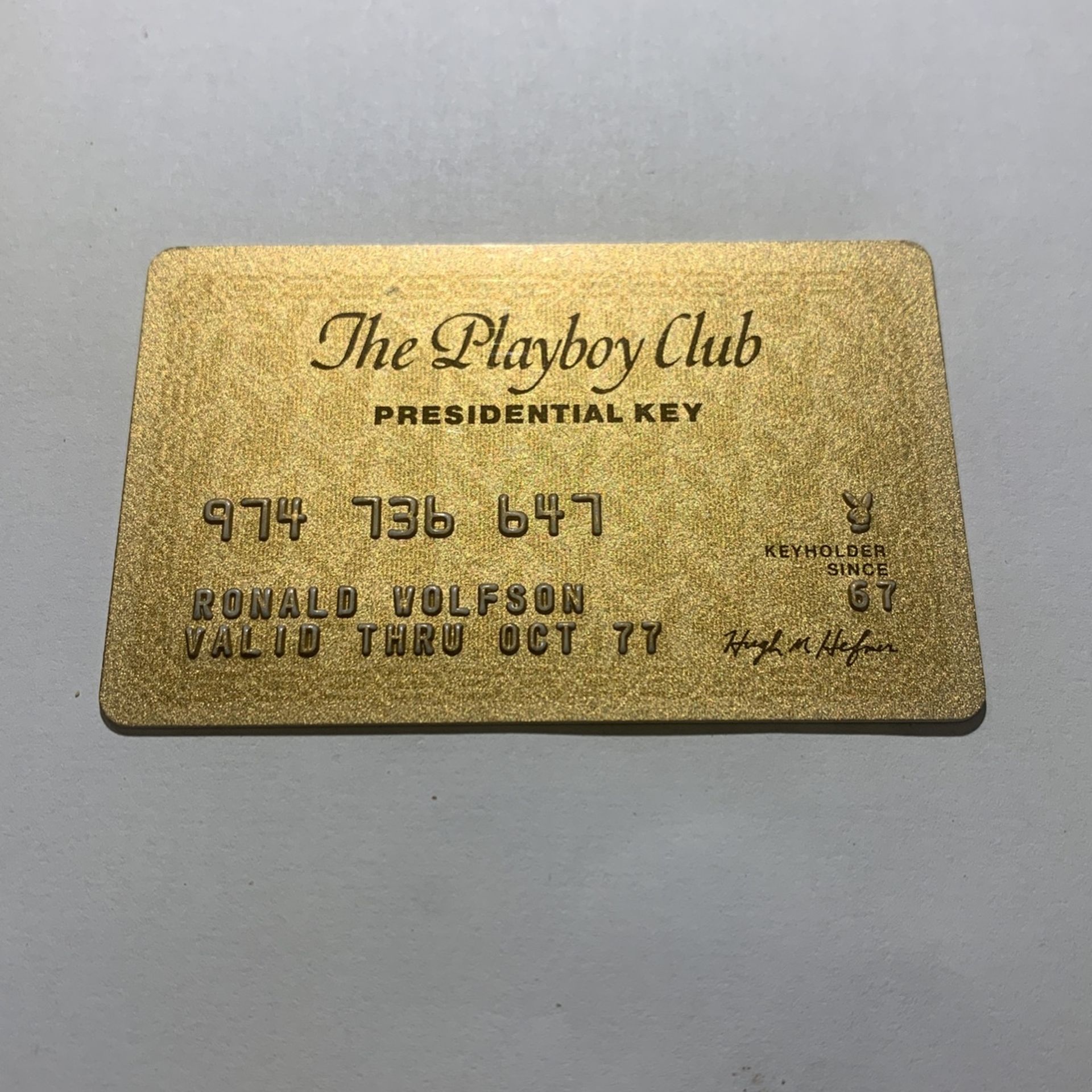 Original Playboy Club Presidential Key.