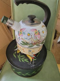 Vintage Enamelware Tea Pot Kettle 