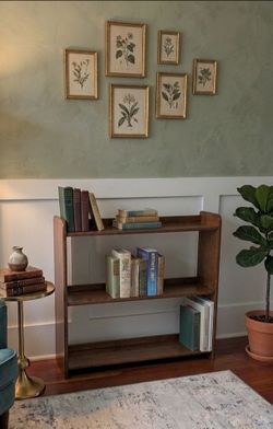 Vintage Low 3-Shelf Solid Wood Bookcase | Compact Accent Bookshelf / Storage Unit / Plant Stand