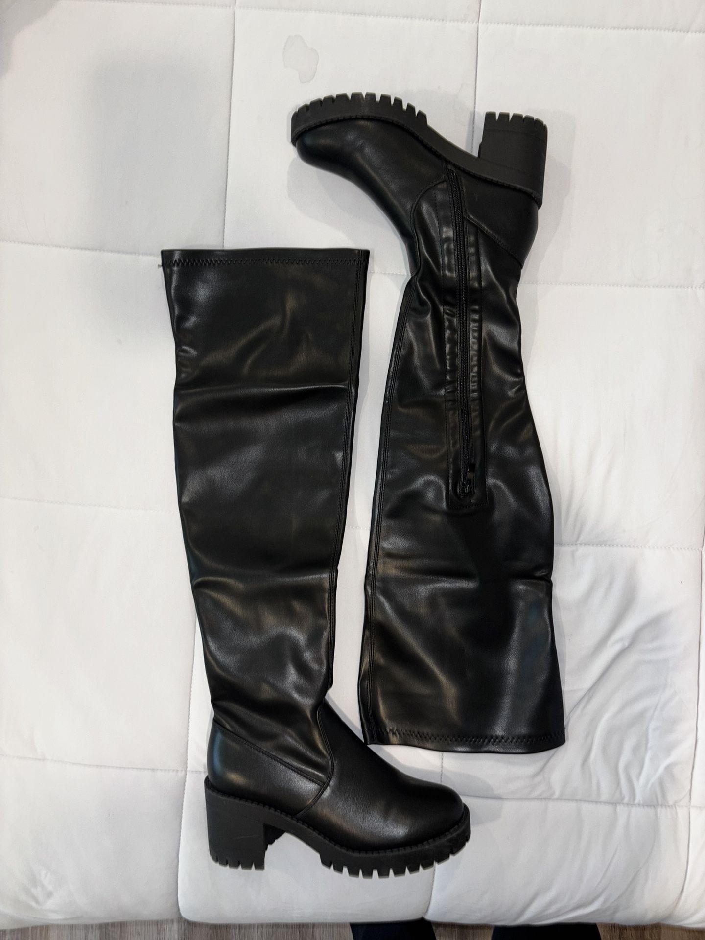 Leather Thigh Knee Boots Size 8