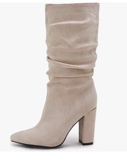  4 Inch High Heeled Mid-calf Faux Suede Pointy Toed Size:  8.5   Never Worn Boots