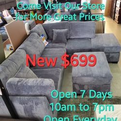 New Beautiful Comfortable Gray Corduroy Sofa Couch Set Special With Ottoman Come Visit Our Store In Paramount 
