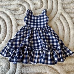 Girlhood X Little Stocking Co Blue Checkered Dress | Size 2T