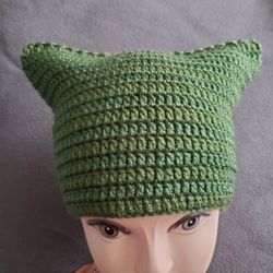 cat ears crochet beanie Hat ( Gorro De Orejas De Gato Tejido A Mano)