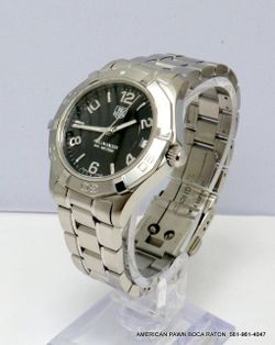 TAG Heuer Aquaracer Black Dial Ladies WAF1310 32mm Silver Stainless Steel Case Watch 