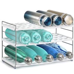New 3-Tier Expandable Water Bottle Holder Rack, Cup and Tumbler Storage for Kitchen Organization