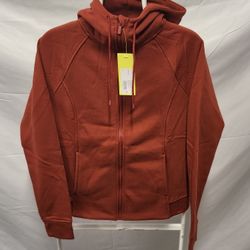 Unisex Hoodie Hoody Zip Up Fleece Rust Red Size Small New With Tags