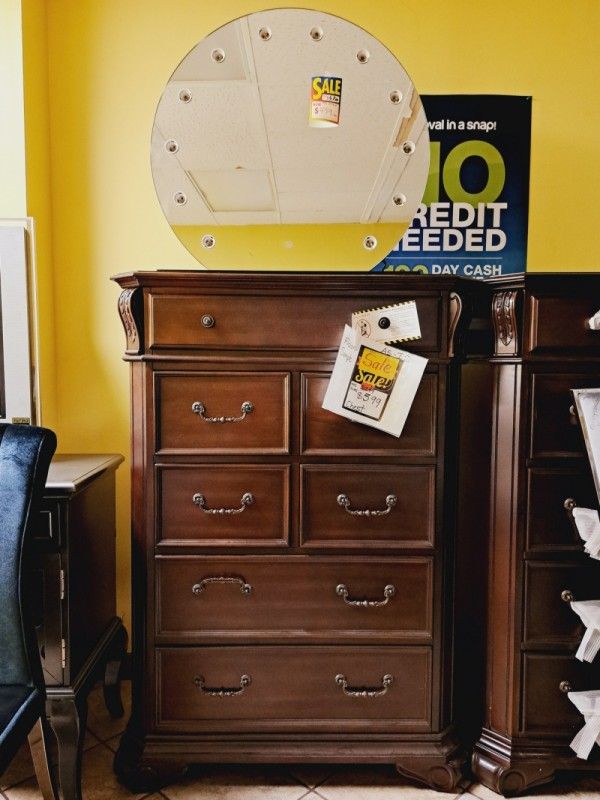 Tall Sturdy Wooden Traditional Brown Chest $10 down !