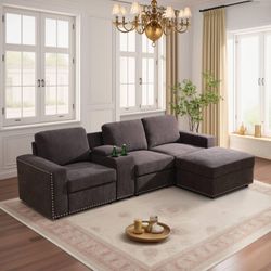 Brown textured fabric couch household living area bundle furniture 5-Piece for sales near me