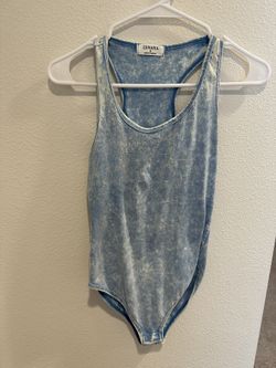 Zenana Brand Blue Acid Wash Bodysuit