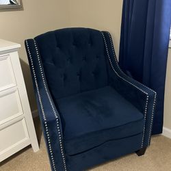Navy Blue Velvet Accent Chair 