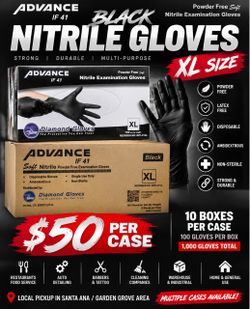 Black Nitrile Gloves XL – $50 Case | 1,000 Gloves | FREE OC Delivery