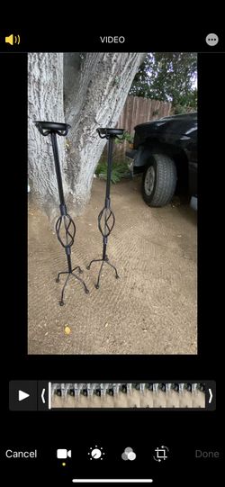Set of Two Black Steel Candle Stands $30.00
