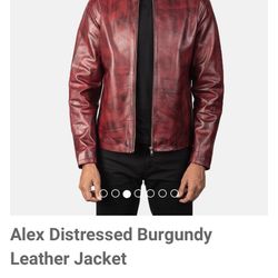 Burgundy (genuine) Leather Jacket - Size Medium/Large