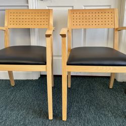 2  Geiger Brickel Natural Wood Guest Chairs