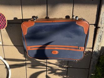 Large Vintage Canvas Suitcase / Decorative Storage Trunk