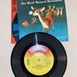 Vtg Disneyland Golden Book Record RUDOLPH the RED NOSED REINDEER Book & Record