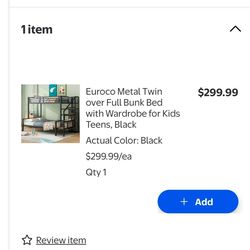 Twin over full bunk bed