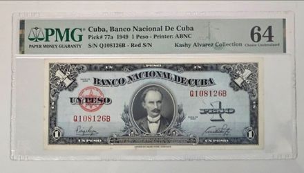 1 peso 1949 cuba Jose Mati pmg 64