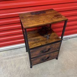 Bedside Table with USB Ports & Power Outlets