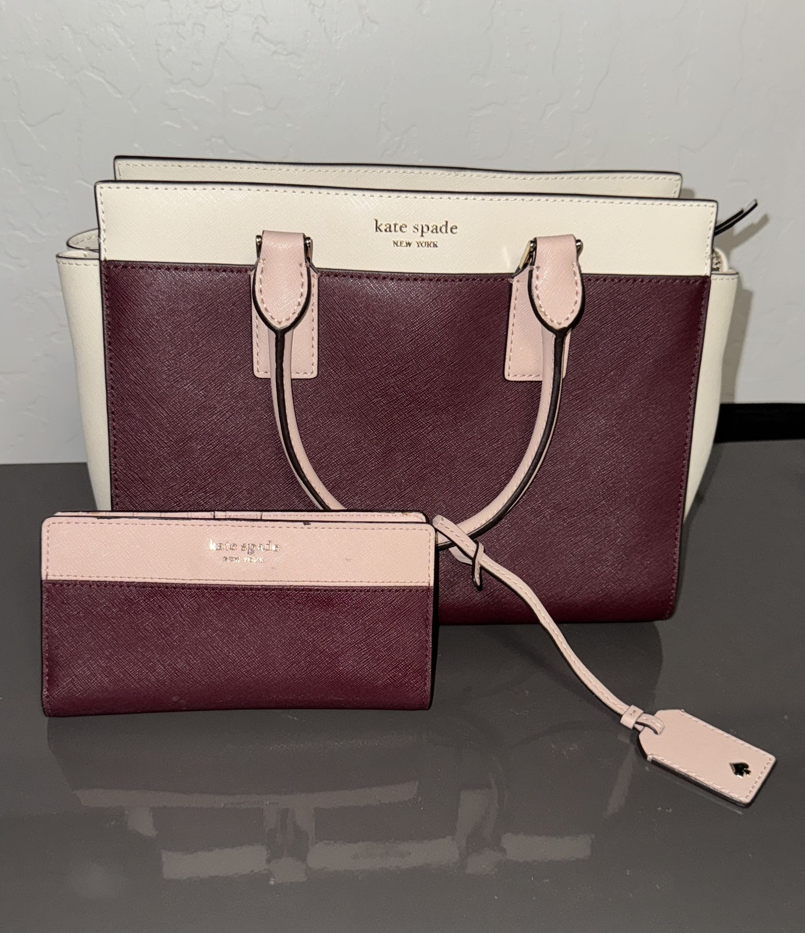 Kate Spade Burgundy And Pink Purse and Wallet