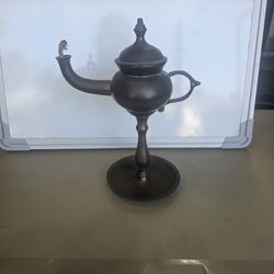Early European Pewter Whale Oil Lamp 