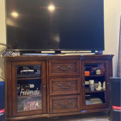 TV, TV Stand, & JBL Soundbar