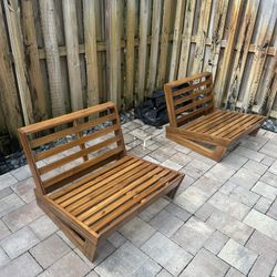 Sherwood Outdoor Acacia Wood Club Chairs (Set of 2)