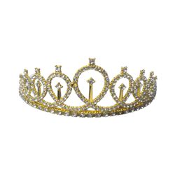 Gold rhinestone crown tiara in excellent condition