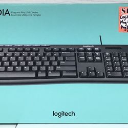 Logitech MK200 Media Plug & Play USB Wired Keyboard & Mouse New