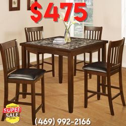 New Pub Dining Table With 4 Chairs - Delivery And Financing Available 