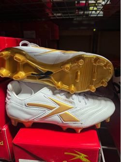 White and Gold Soccer Cleats