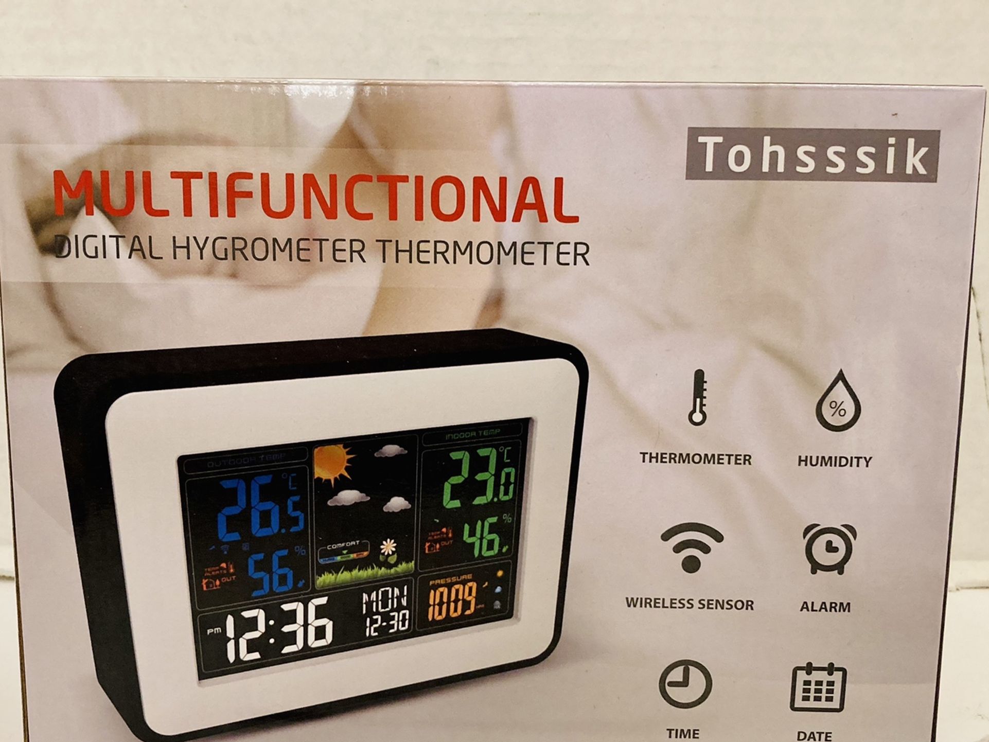 Tohsssik Weather Station Wireless Indoor & Outdoor Thermometer Hygrometer