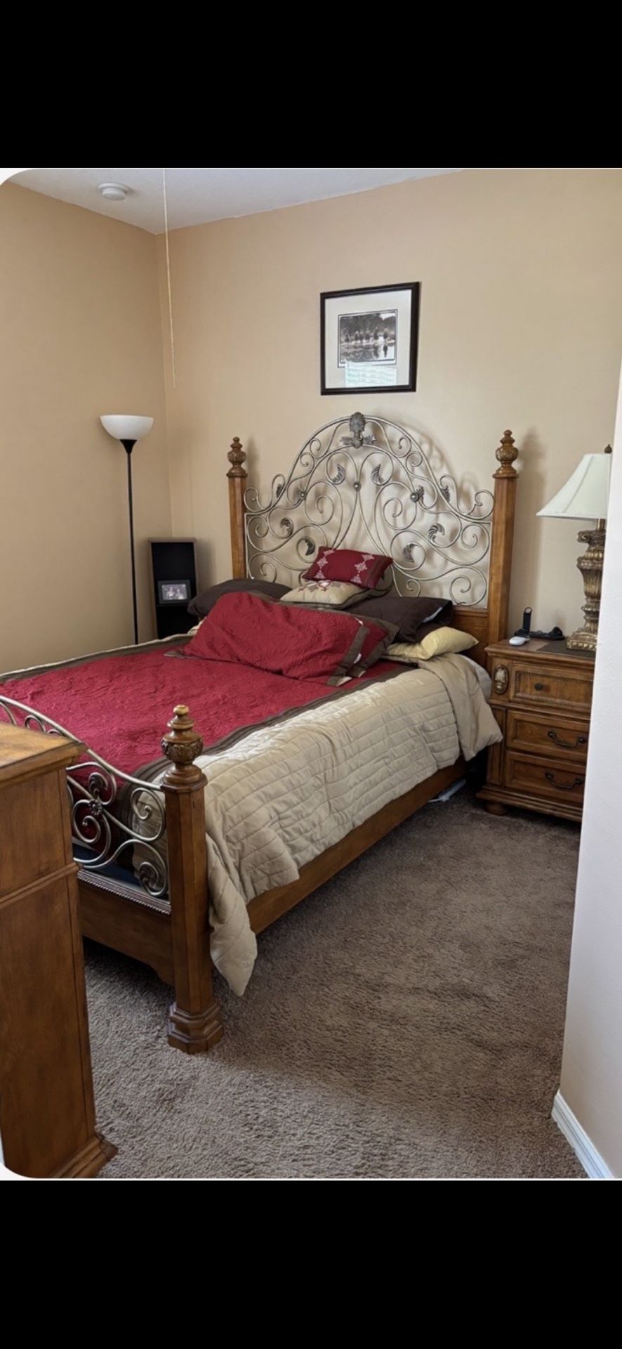 Queen Bed frame, Dresser And Nightstand