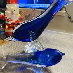 Blue Shark on a Rock - Murano glass artistic