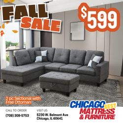  Beautiful  Gray Sectional with Pillows!!!