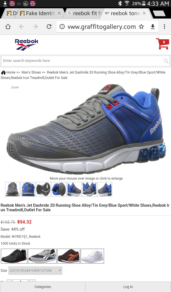 Reebok jet dashride 4.0 running shoes Clearance