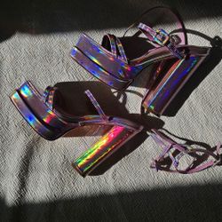 Pink Iridescent Platform Heels 