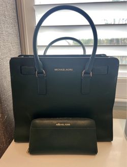 Michael Kors Dark Green Tote and Wallet