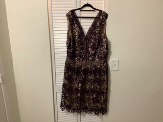 Plus-size dress. Burgundy and gold. Size 20W