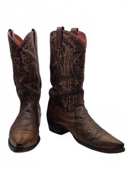 Vintage Dan Post Men's Mahogany Lizard Cowboy Boots As Is 10 Farmwear Western