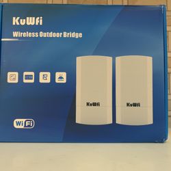 KuWfi Wireless Bridge 2-Pack Model CPE120 300Mbps 2.4G 0utdoor CPE Kit
