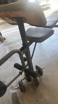 Weight bench and dumbbells