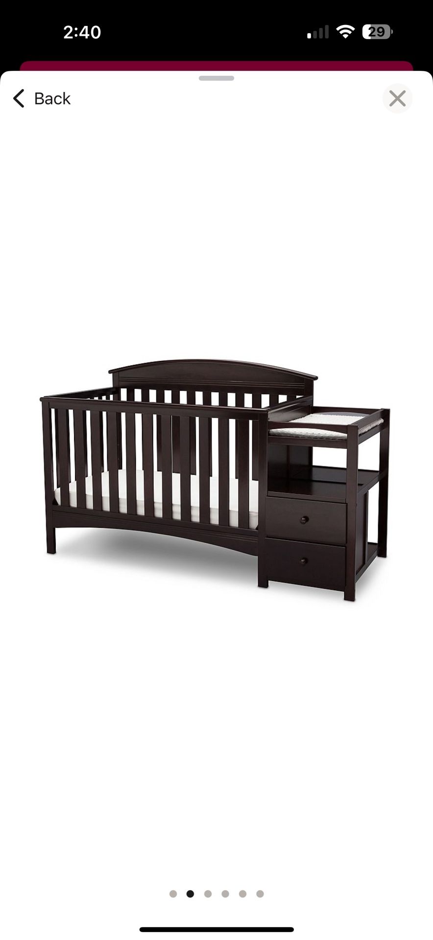 Crib with changing table