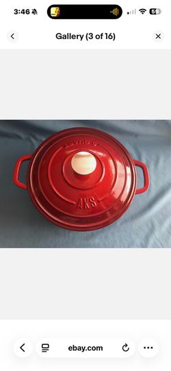 AKS 6-Quart Enameled Cast Iron Red Dutch Oven with Lid