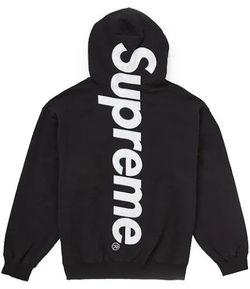 Supreme Satin Appliqué Hooded Sweatshirt Black