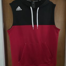 Men's large hoodie Adidas sweater new  red black sleeveless