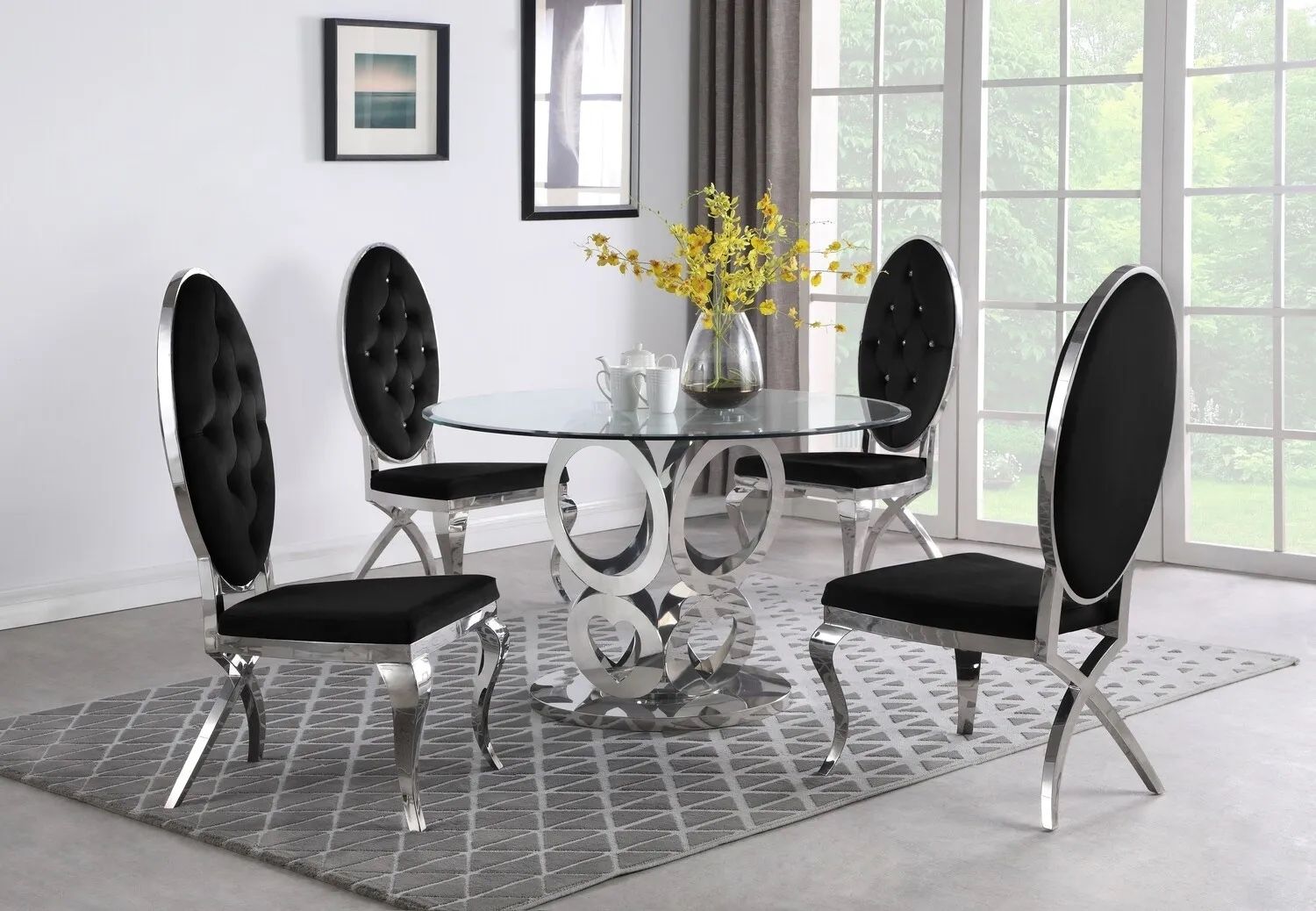 5 PCS Victorine II Collection Dining set-available in 3 colors-available also with gold frame $1,879.00 Hot Buy! Free Delivery 🚚