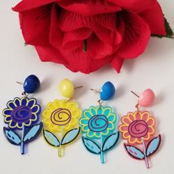 Acrylic Flower Deco Art Earrings